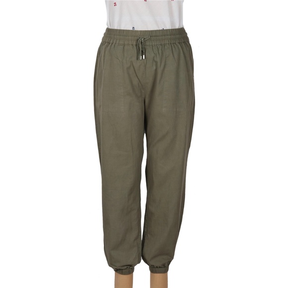 NWOT Novica Green Enzyme Wash Cotton Twill Joggers with Drawstring Waist size S - Picture 1 of 7